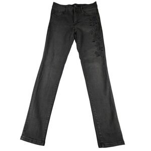 Sanctuary NWT Robbie Skinny Jeans Women 28 Black Floral Embroidered Slender‎ FX